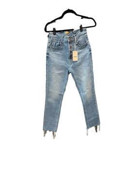MOTHER Light Blue High-Rise Button-Fly Ankle Jeans